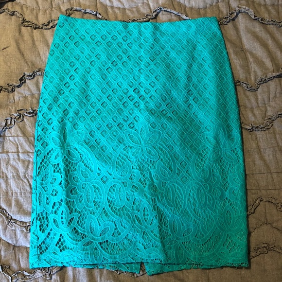 LOFT Dresses & Skirts - LOFT Teal Lace Pencil Skirt